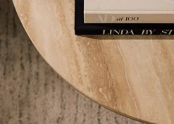 Urban Barn Bocelli Round Coffee Table -Lia Blonde/Travertine- Coffee Tables