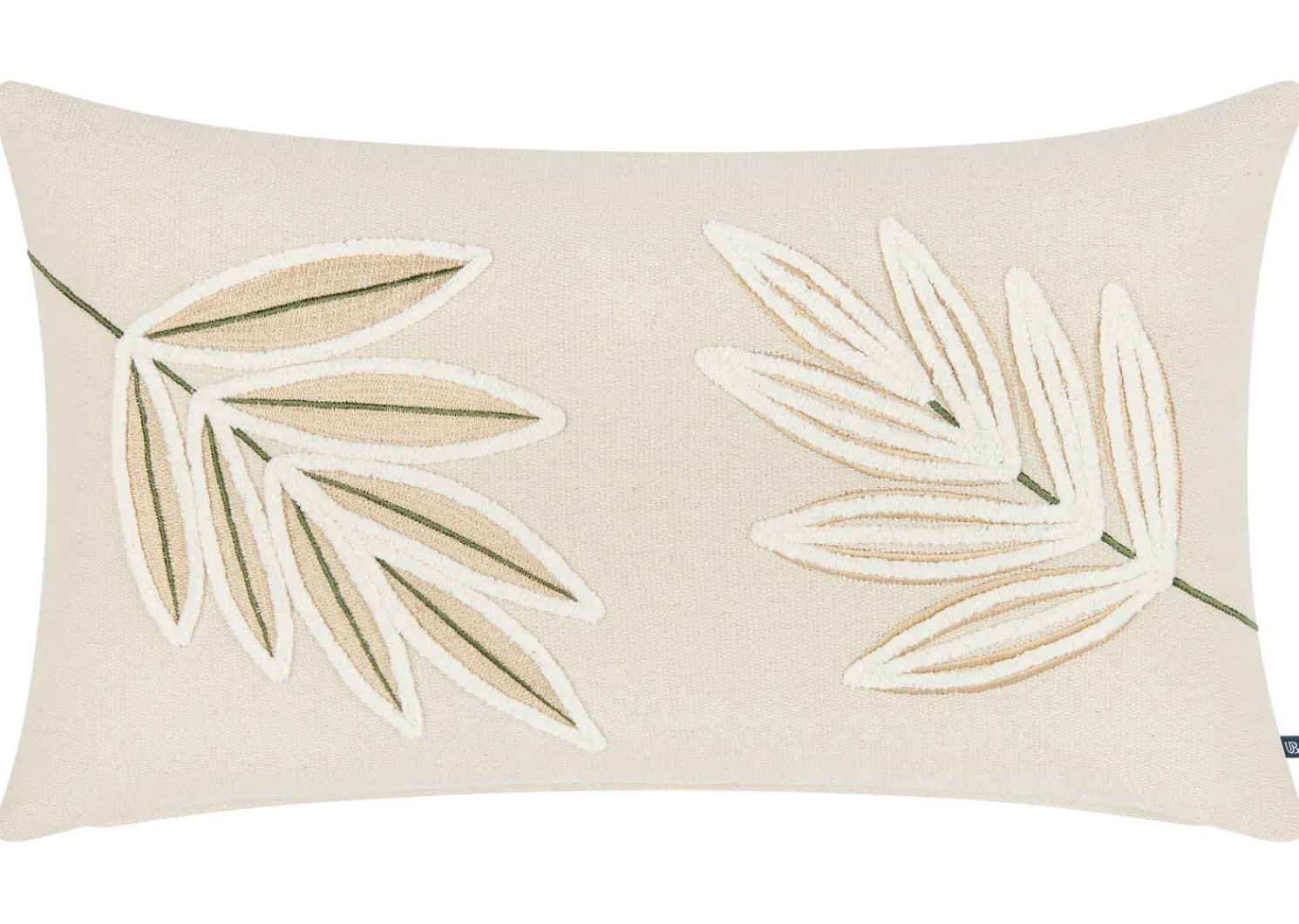 Urban Barn Cambria Cotton Leaf Pillow 14x24 Ivory- Pillows