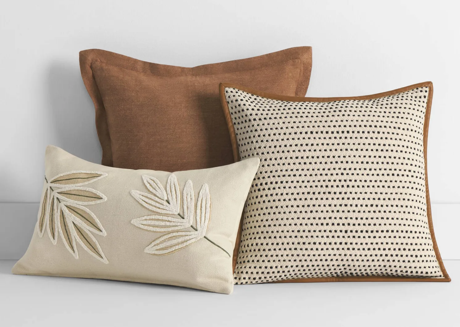Urban Barn Cambria Cotton Leaf Pillow 14x24 Ivory- Pillows