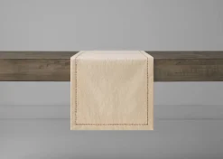Urban Barn Crinkle Stitched Table Runner Natural- Table Linens & Coasters