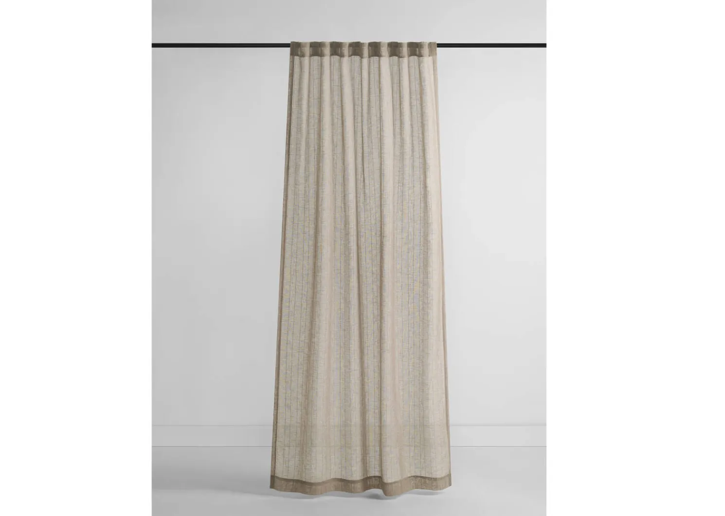 Urban Barn Ivan Striped Sheer Curtain Panel 96" Mushroom- Curtains