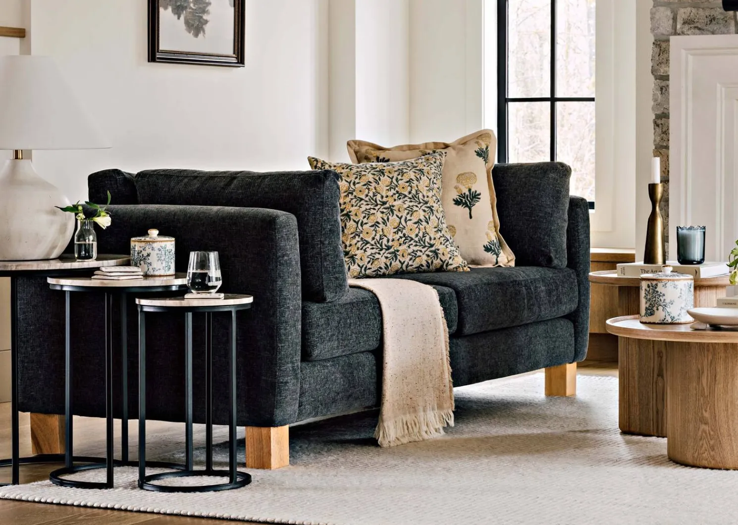 Urban Barn Kavi Floral Pillow 20x20 Ivory/Multi- Pillows