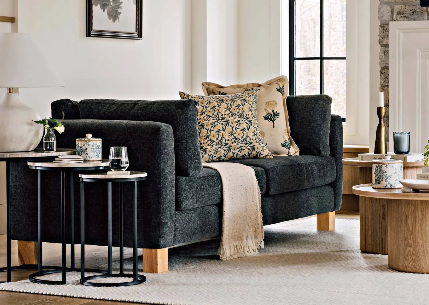 Urban Barn Neena Floral Pillow 20x20 Ivory/Multi- Pillows