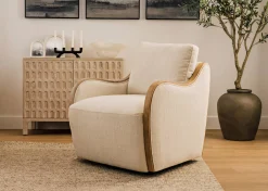 Urban Barn Olivia Swivel Armchair -Mel Ivory- Accent Chairs