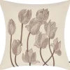 Urban Barn Ramea Cotton Floral Pillow 20x20 Ivory/Brown- Pillows