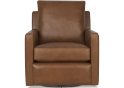 Urban Barn Sadie Leather Swivel Armchair -Arlo Rum- Accent Chairs