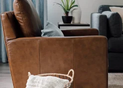 Urban Barn Sadie Leather Swivel Armchair -Arlo Rum- Accent Chairs