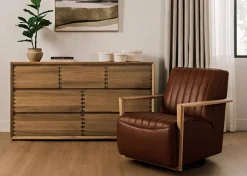 Urban Barn Simone Leather Swivel Chair- Accent Chairs