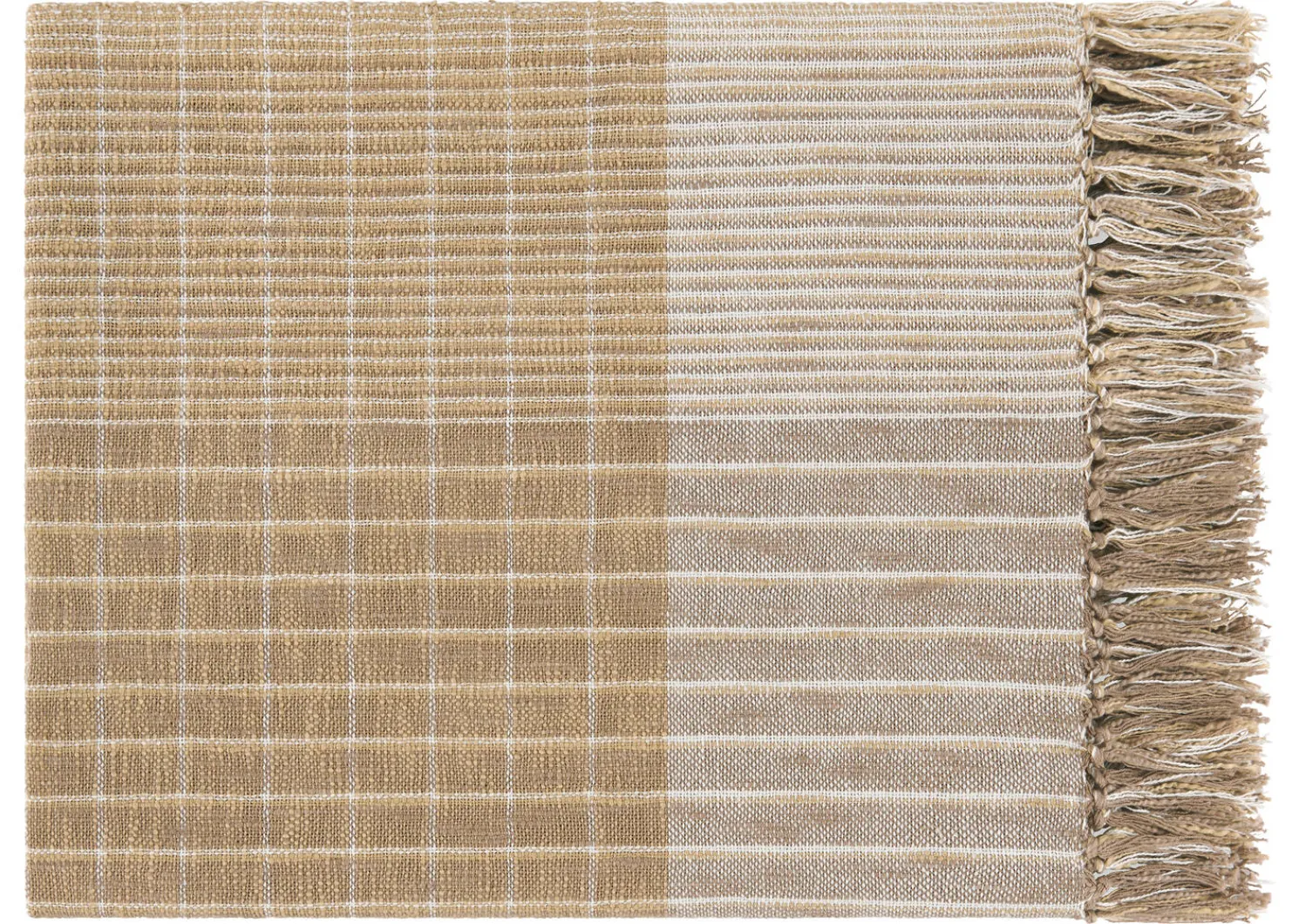 Urban Barn Stevie Cotton Plaid Throw Fawn/Multi- Throws