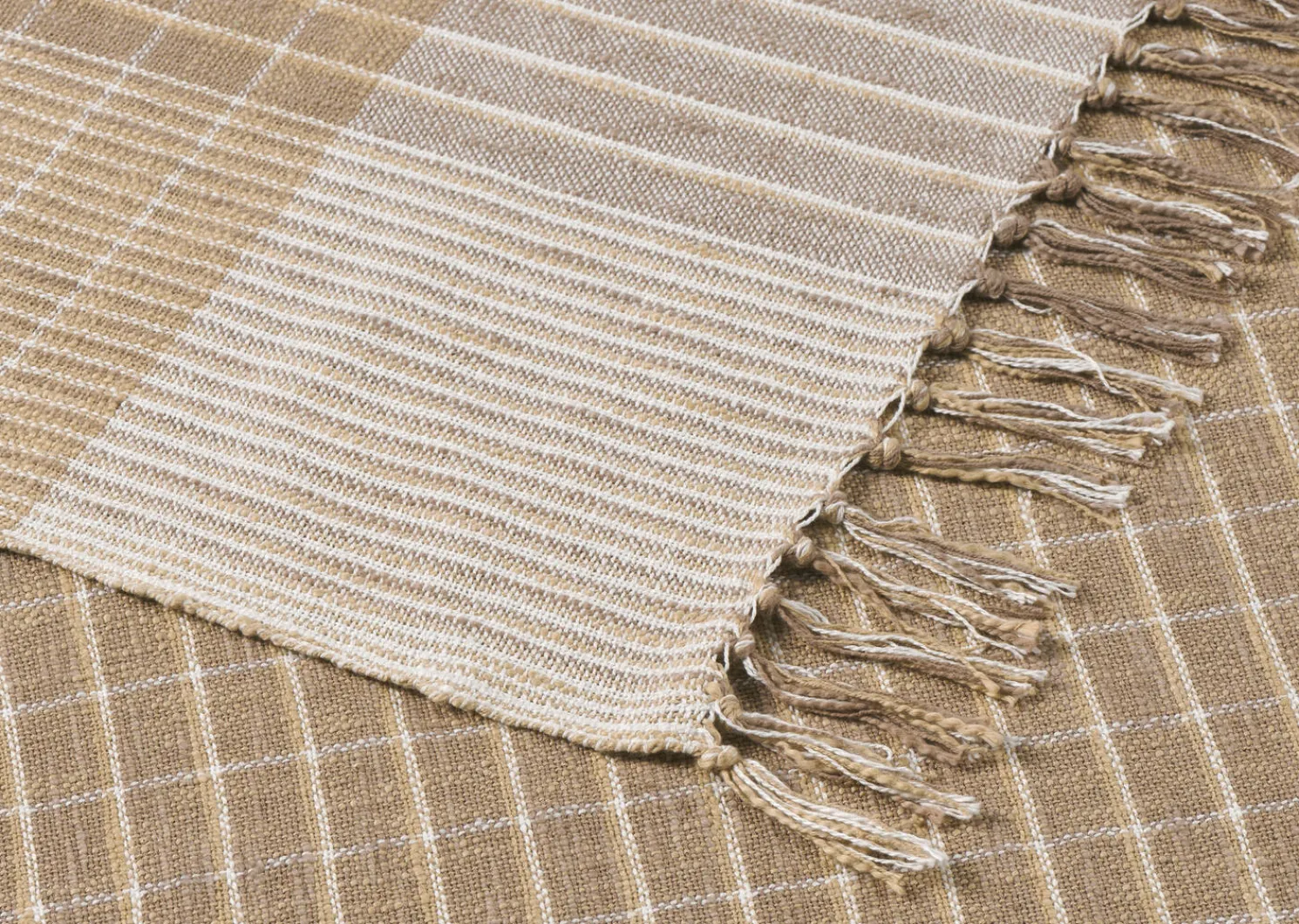 Urban Barn Stevie Cotton Plaid Throw Fawn/Multi- Throws