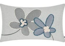 Urban Barn Zena Cotton Floral Pillow 14x24 Iv/Blue- Pillows